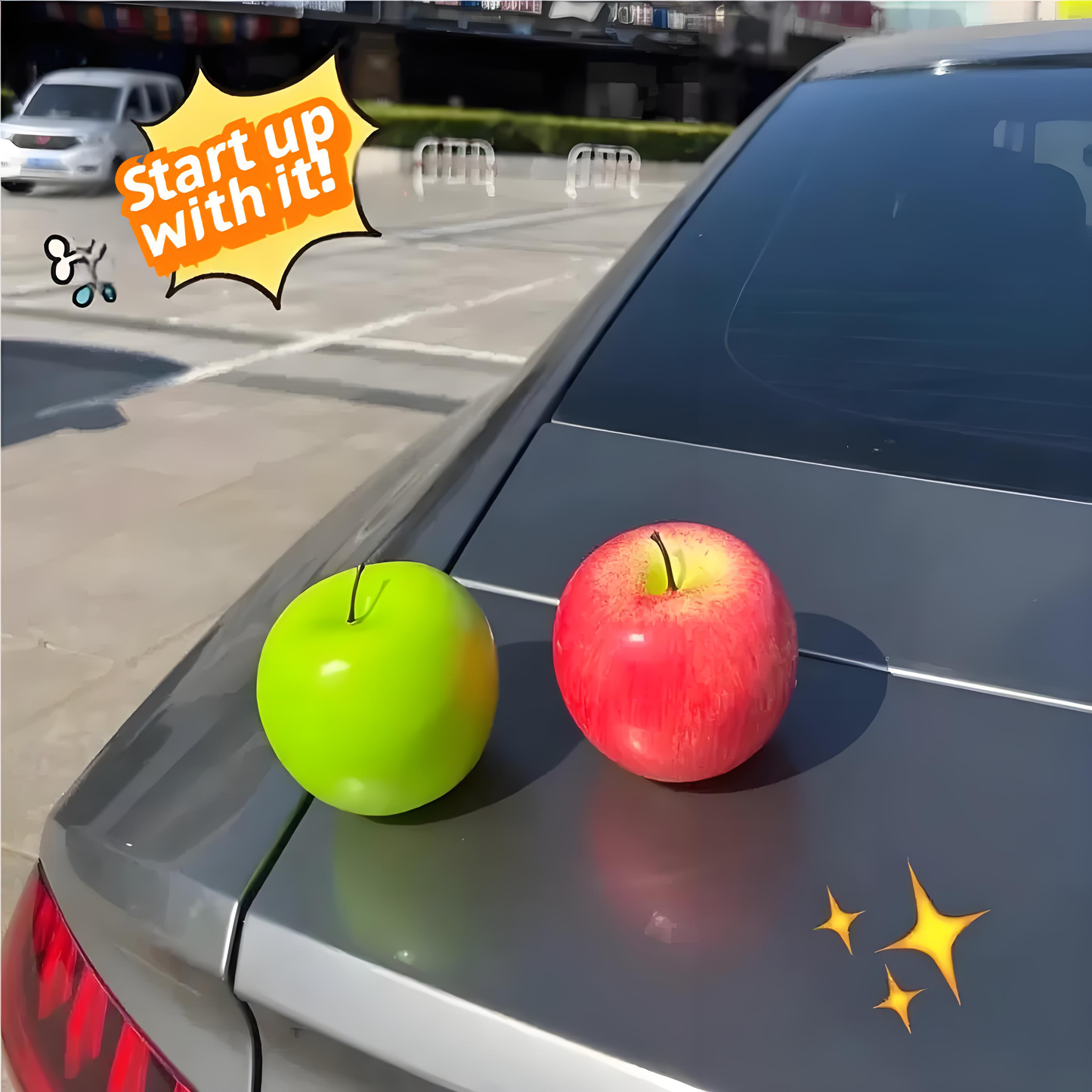 Simulated apple fruit car ornament, car center console safety ornament